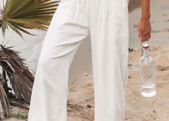 Women Cotton Linen Wide Leg Pants