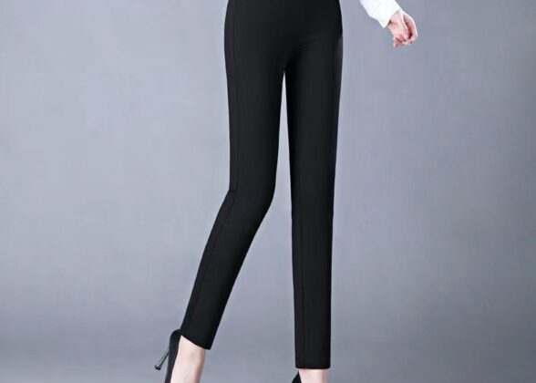 Womens Spring Elegant High Waist Casual Stretch Pants