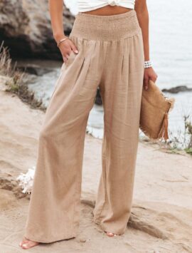 Women Cotton Linen Wide Leg Pants