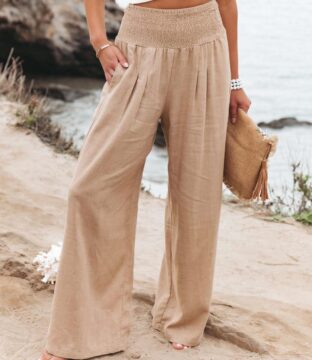 Women Cotton Linen Wide Leg Pants