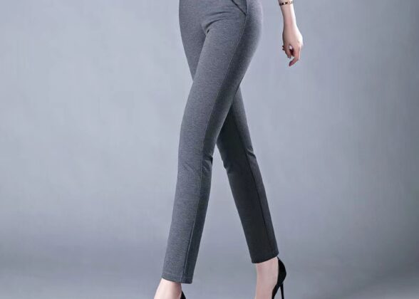 Womens Spring Elegant High Waist Casual Stretch Pants