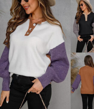 Long Sleeve With Loose Button Women’s Fashion Sweaters | Closeout Deal