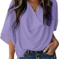 Womens Blouses and Tops Short Sleeve Chiffon Shirts