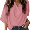 Womens Blouses and Tops Short Sleeve Chiffon Shirts