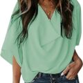 Womens Blouses and Tops Short Sleeve Chiffon Shirts