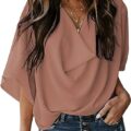 Womens Blouses and Tops Short Sleeve Chiffon Shirts