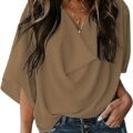 Womens Blouses and Tops Short Sleeve Chiffon Shirts