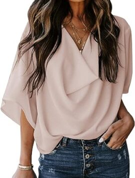 Womens Blouses and Tops Short Sleeve Chiffon Shirts