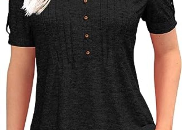 Women's Zipper Summer Pleated Button Short Sleeve T-Shirt