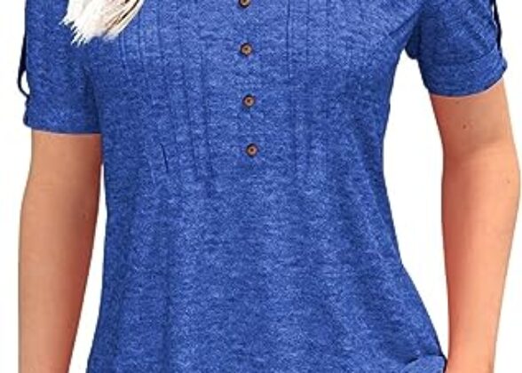 Women's Zipper Summer Pleated Button Short Sleeve T-Shirt