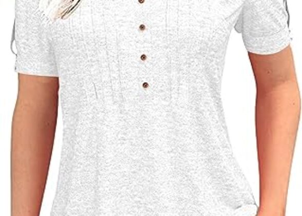 Women's Zipper Summer Pleated Button Short Sleeve T-Shirt