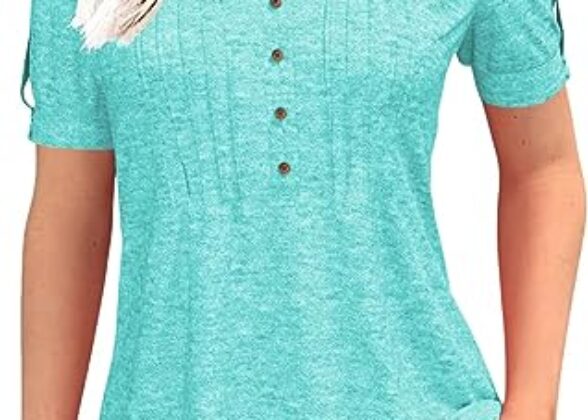 Women's Zipper Summer Pleated Button Short Sleeve T-Shirt